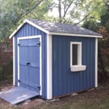 8 x 10 high board and batten with double doors and a ramp.